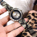 Versace Shadov Quartz Silver Dial Snakeskin Green Leather Strap Watch for Women - VEBM00718