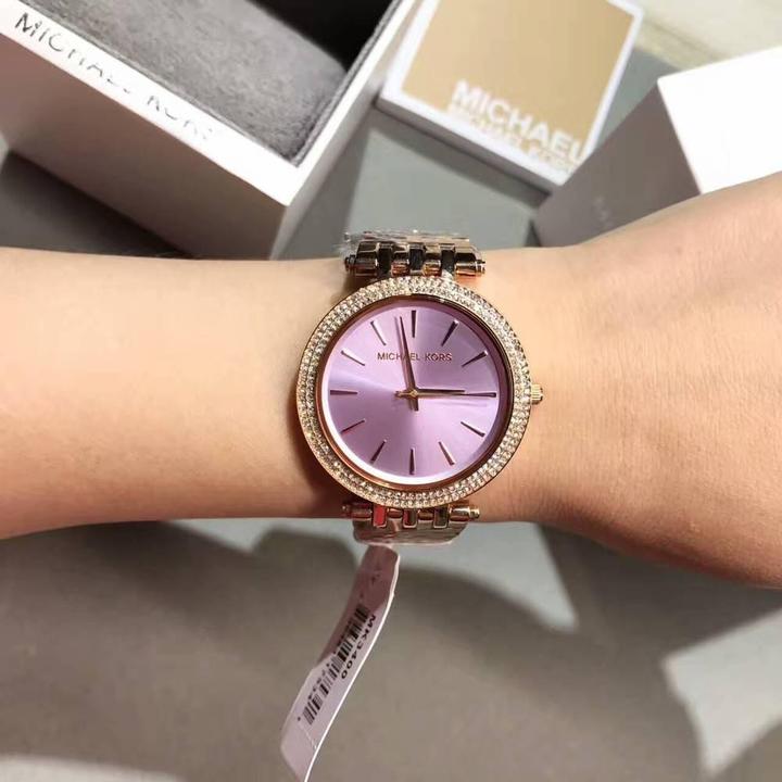 Michael Kors Darci Purple Dial Rose Gold Steel Strap Watch for Women - MK3400