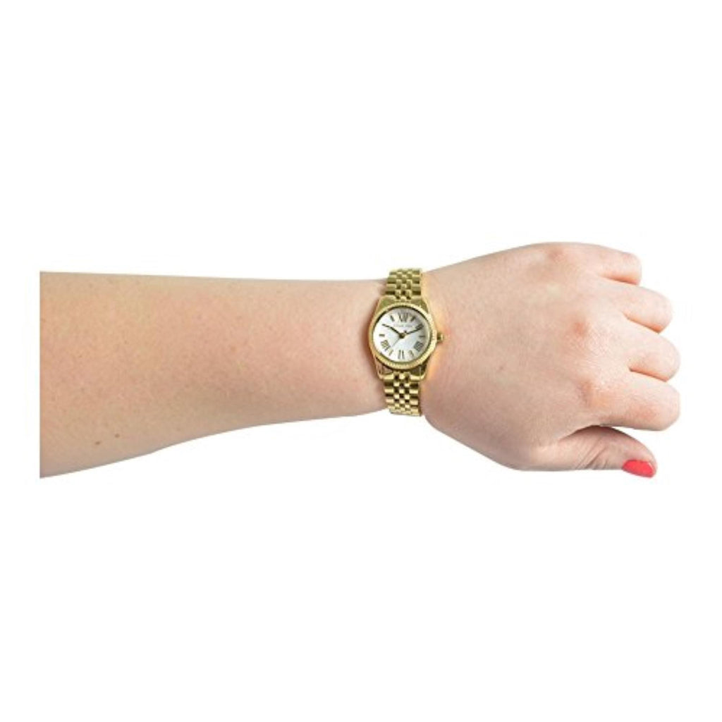 Michael Kors Lexington Quartz Silver Dial Gold Steel Strap Watch For Women - MK3229