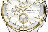 Maurice Lacroix Aikon Chronograph White Dial Brown Leather Strap Watch For Men - AI1018-PVY11-132-1