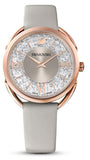 Swarovski Crystalline Glam Silver Dial Grey Leather Strap Watch for Women - 5452455