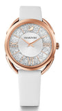 Swarovski Crystalline Glam Silver Dial White Leather Strap Watch for Women - 5452459