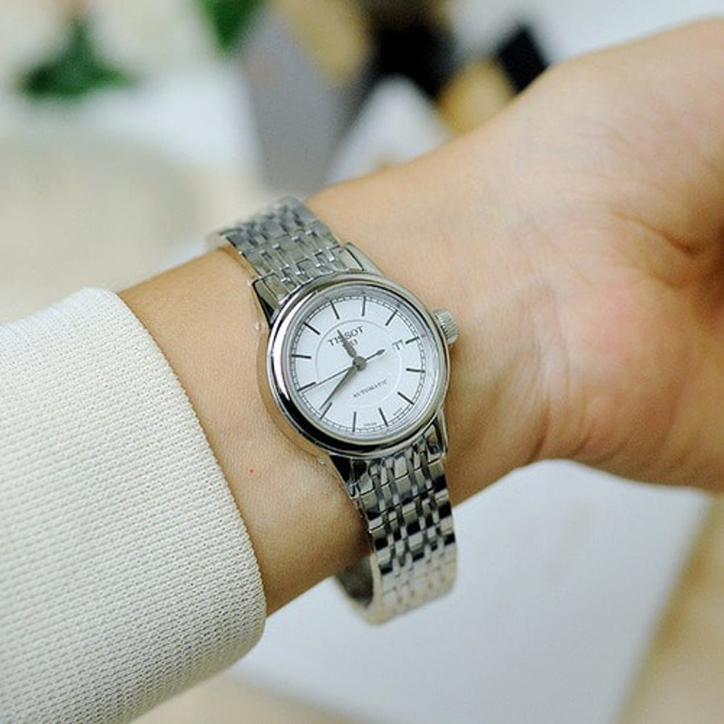Tissot T Classic Carson Automatic White Dial Silver Steel Strap Watch For Women - T085.207.11.011.00