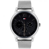 Tommy Hilfiger Damon Quartz Chronograph Black Dial Silver Mesh Bracelet Watch for Men - 1791415