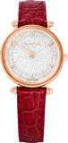 Swarovski Crystalline Wonder Silver Dial Red Leather Strap Watch for Women - 5656905