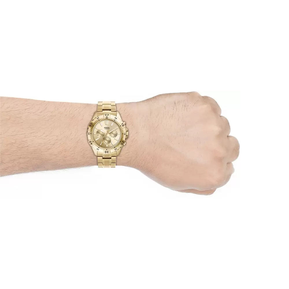 Fossil Garrett Chronograph Gold Dial Gold Steel Strap Watch for Men - FS5772