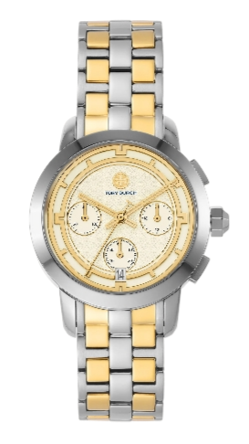 稼動 トリーバーチ 腕時計 tbw1034 コンビネーション クロノグラフ Tory Burch Classic Chronograph White Dial Two Tone Steel Strap Watch f