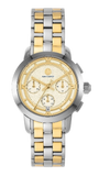 Tory Burch Classic Chronograph White Dial Two Tone Steel Strap Watch for Women - TBW1034