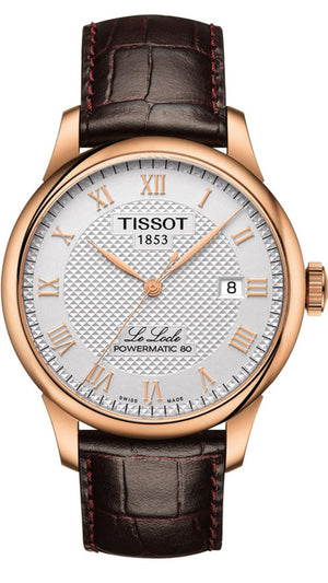 Tissot Le Locle Powermatic 80 Silver Dial Brown Leather Strap Watch For Men - T006.407.36.033.00