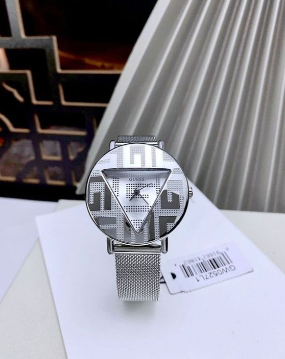 Guess Iconic Quartz Silver Dial Silver Mesh Bracelet Watch For Women - GW0527L1
