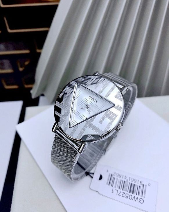 Guess Iconic Quartz Silver Dial Silver Mesh Bracelet Watch For Women - GW0527L1