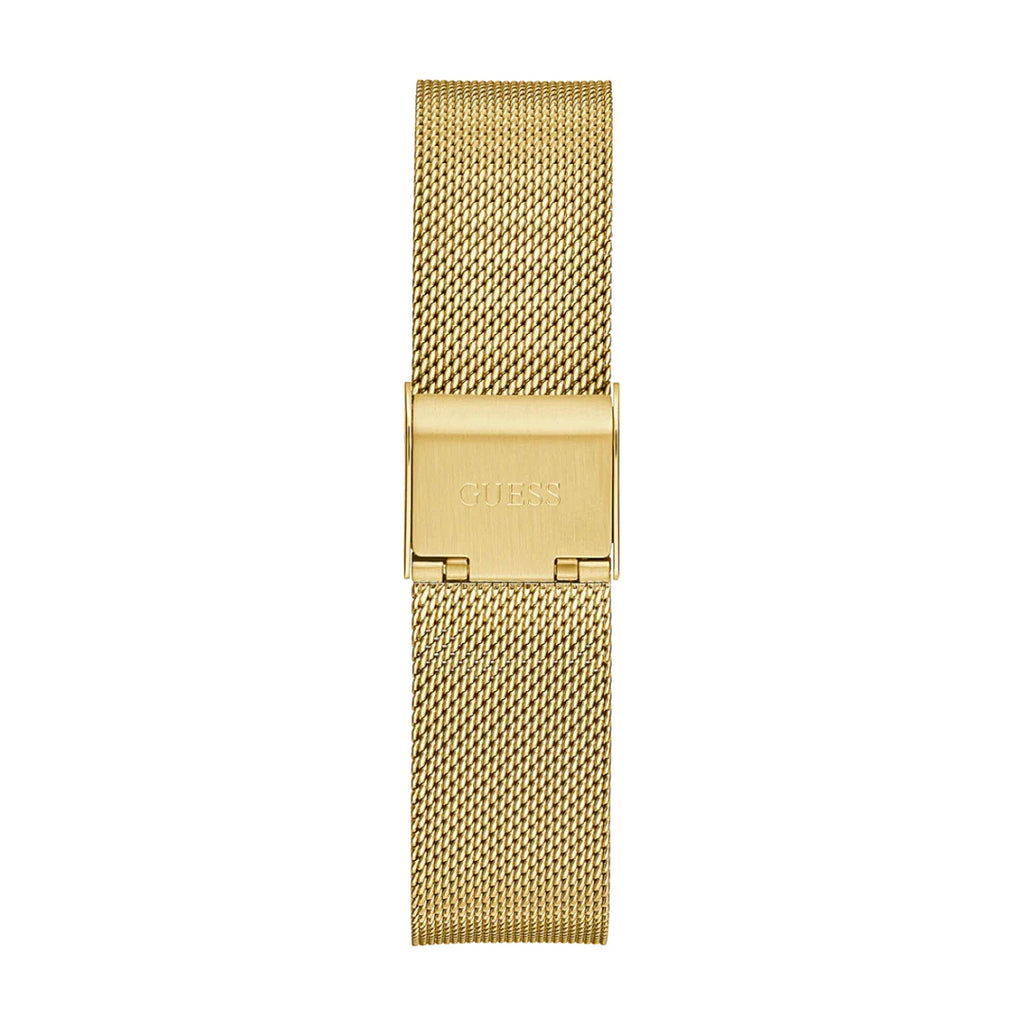 Guess Iconic Diamonds Gold Dial Gold Mesh Bracelet Watch For Women - GW0477L2