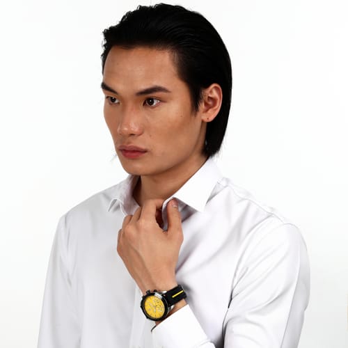 Maserati Traguardo Chronograph Yellow Dial Black Silicone Strap Watch For Men - R8871612045