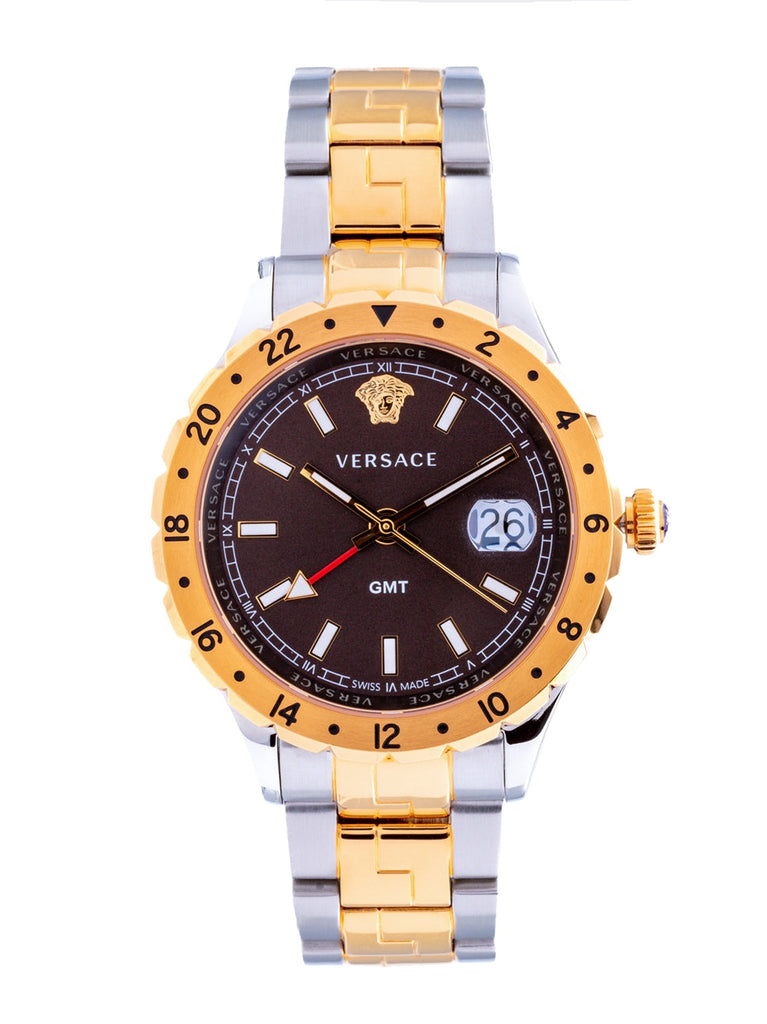 Versace Hellenyium Quartz Brown Dial Two Tone Steel Strap Watch For Men - V11040015