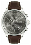 Hugo Boss Grand Prix Grey Dial Brown Leather Strap Watch for Men -  1513476