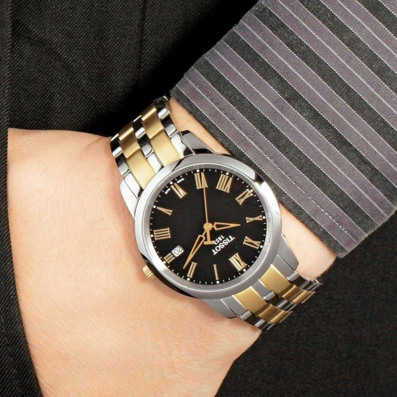 Tissot T Classic Dream Black Dial Two Tone Steel Strap Watch for Men - T033.410.22.053.01