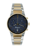 Salvatore Ferragamo Sapphire Chrono Blue Dial Two Tone Steel Strap Watch for Men - SFME00521