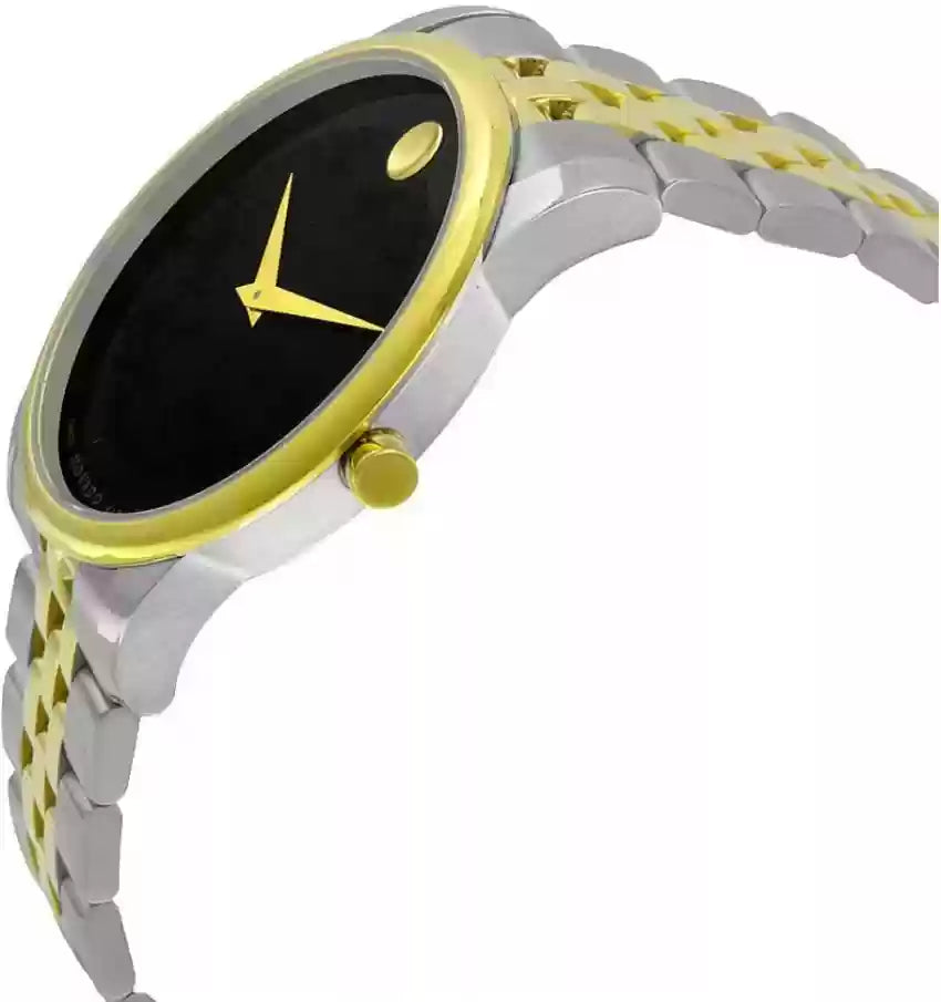 Movado Museum Classic Black Dial Two Tone Steel Strap Watch For Men - 606899