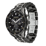 Movado Heritage Calendoplan Chronograph Black Dial Black Steel Strap Watch For Men - 3650125