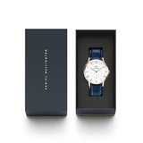 Daniel Wellington Dapper Somerset White Dial Blue Leather Strap Watch For Men - DW00100191