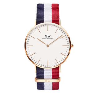 Daniel Wellington Classic Cambridge White Dial Two Tone NATO Strap Watch For Men - DW00100003