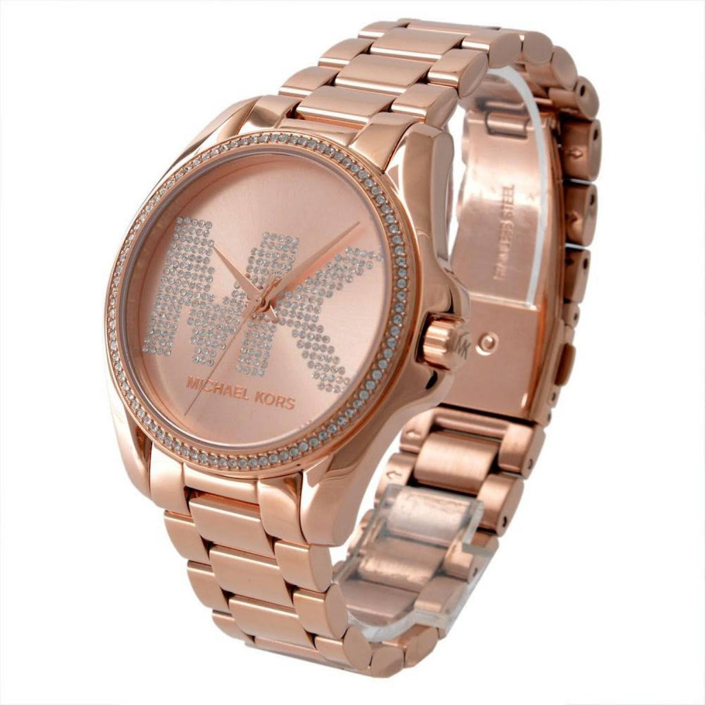 Michael Kors Bradshaw Quartz Rose Gold Dial Rose Gold Steel Strap Watch For Women - MK6556