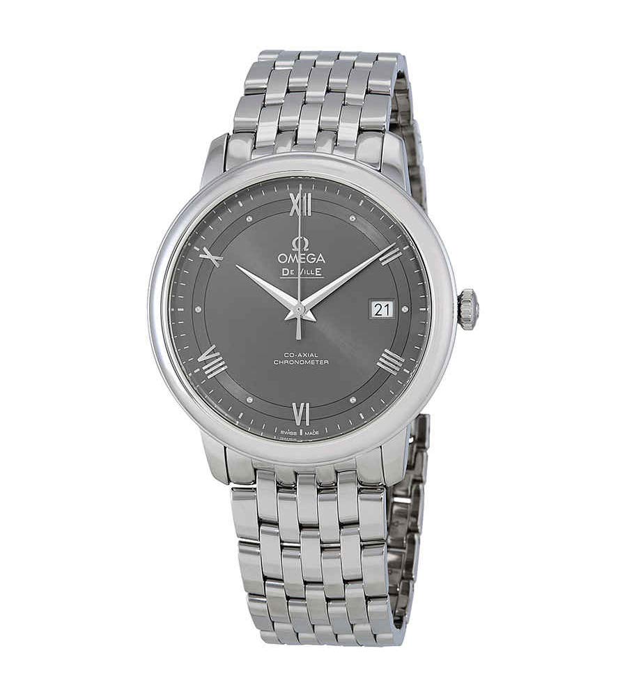 Omega De Ville Prestige Co-Axial Automatic Grey Dial Silver Steel Strap Watch for Men - 424.10.40.20.06.001
