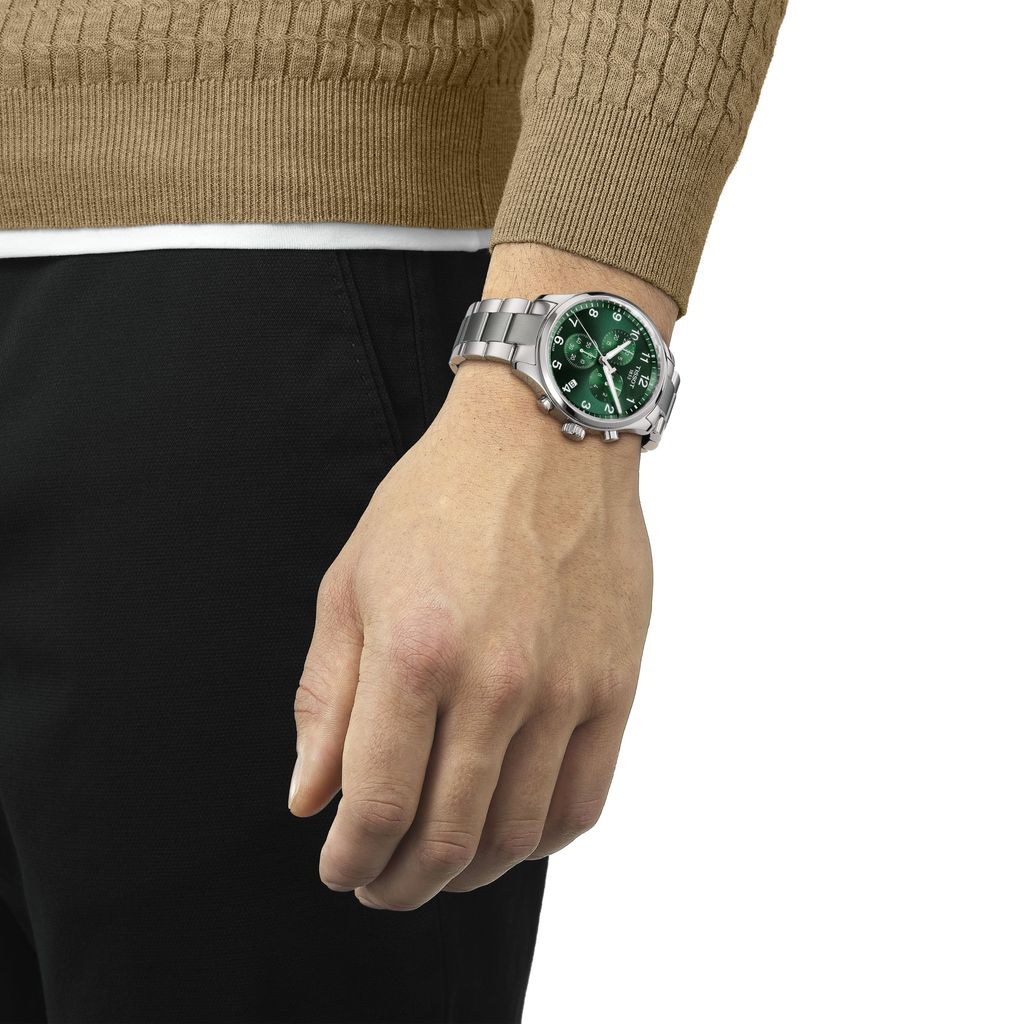 Tissot Chrono XL Classic Green Dial Silver Steel Strap Watch for Men - T116.617.11.092.00
