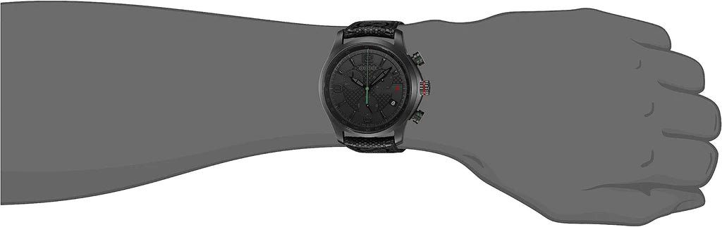 Gucci G Timeless Chronograph Black Dial Black Leather Strap Watch For Men - YA126244