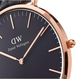 Daniel Wellington Classic Reading Black Dial Black Leather Strap Watch For Men - DW00100129