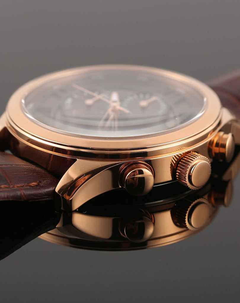 Guess Analog Chronograph Brown Dial Brown Leather Strap Watch For Men - W14052G2