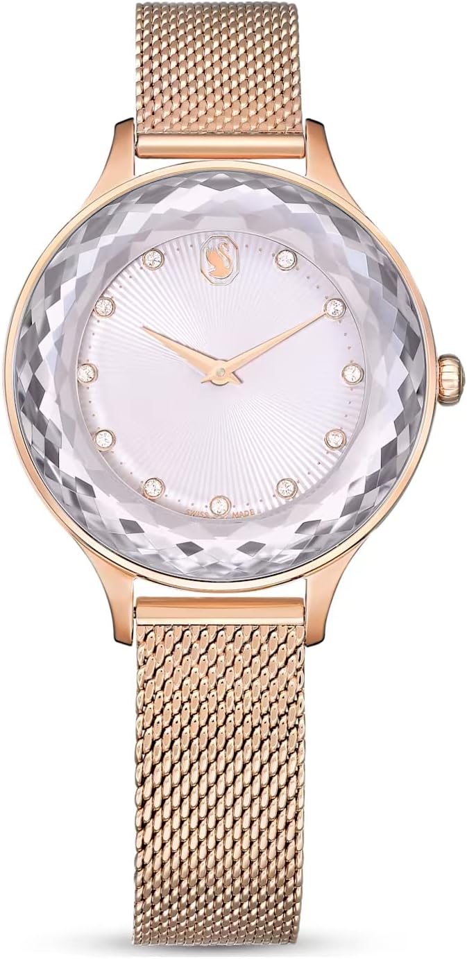 Swarovski Octea Nova Silver Dial Rose Gold Mesh Strap Watch  display picture 2