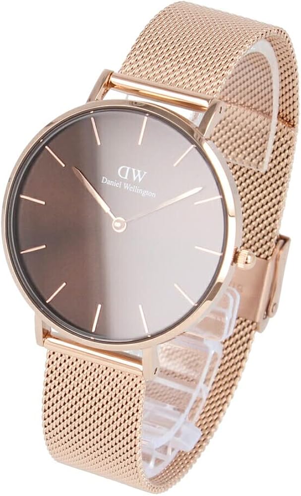 Daniel Wellington Petite Amber Brown Dial Rose Gold Mesh Strap Watch for Women - DW00100478