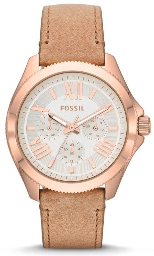 Fossil Women\'s Rose-Beige Leather Strap Crystal Bezel Watch Fossil Jacqueline Blush Mother of Pearl Dial Pink Leather  main image 3