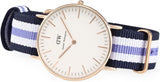 Daniel Wellington Classic Trinity White Dial Three Tone Nylon Strap Watch For Women - 0509DW