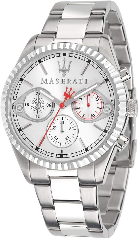 Maserati Competizione Chronograph White Dial Silver Steel Strap Watch For Men - R8853100017