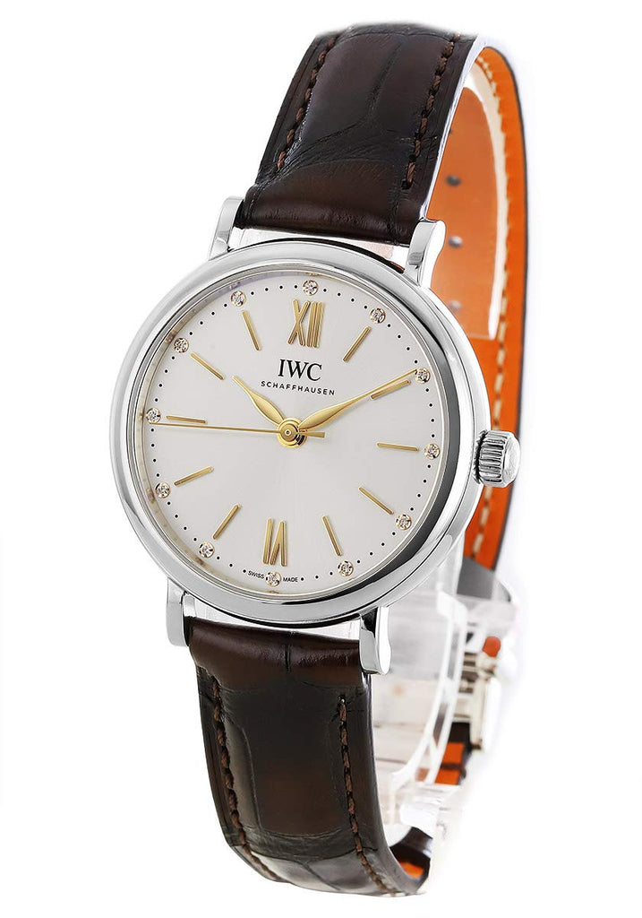 IWC Portofino Automatic Silver Dial Brown Leather Strap Watch for Women - IW357403