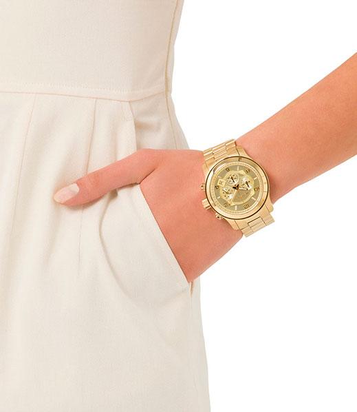 Michael Kors Brinkley Diamonds Gold Dial Gold Steel Strap Watch for Women - MK6187