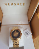 Versace Shadov Quartz Gold Dial Gold Steel Strap Watch for Women - VEBM00618