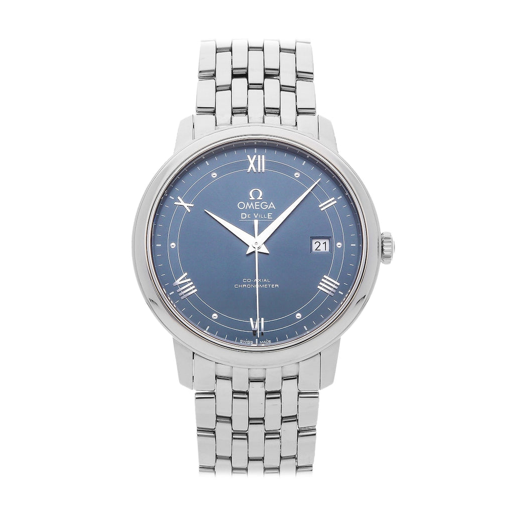 Omega De Ville Prestige Co-Axial Blue Dial Silver Steel Strap Watch for Men - 424.10.40.20.03.002