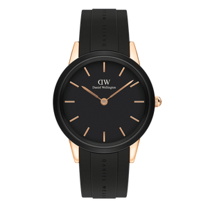 Daniel Wellington Iconic Motion Black Dial Black Rubber Strap Watch For Men - DW00100425