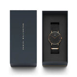 Daniel Wellington Classic Cornwall Black Dial Black NATO Strap Watch For Women - DW00100150