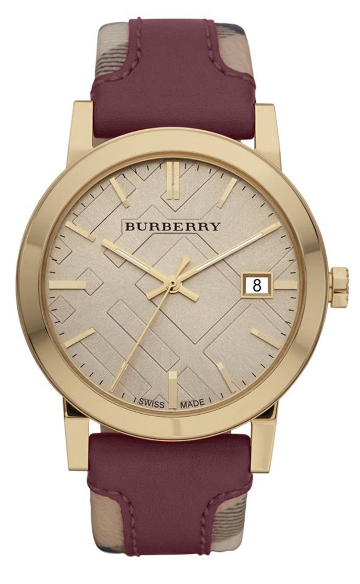 Burberry The City Gold Dial Orange Leather Strap Watch for Women - BU9