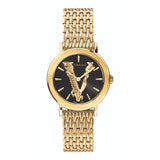 Versace Virtus Quartz Black Dial Gold Steel Strap Watch for Women - VEHC00619