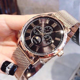 Guess Delancy Black Dial Rose Gold Mesh Bracelet Watch for Men - W0871G5