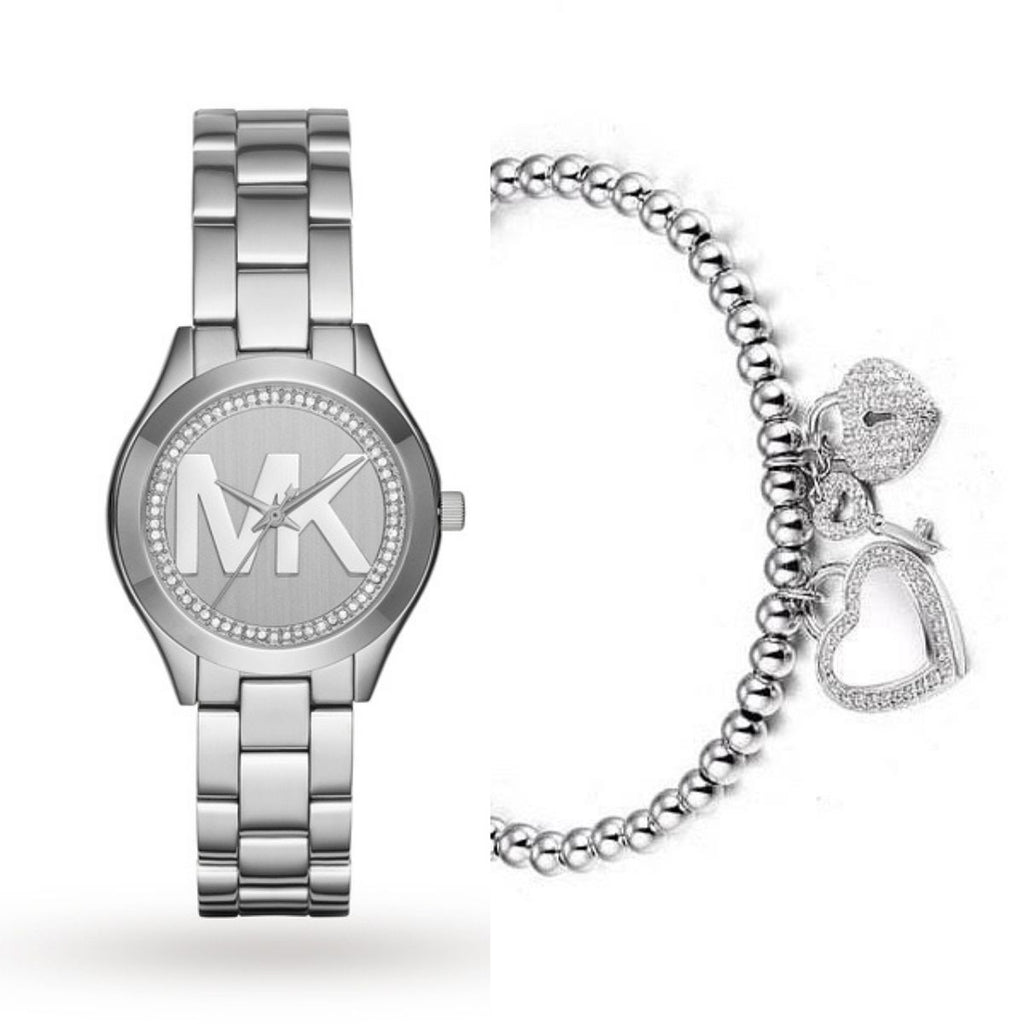 Michael Kors Mini Slim Runway Silver Dial Silver Steel Strap Watch for Women - MK3548