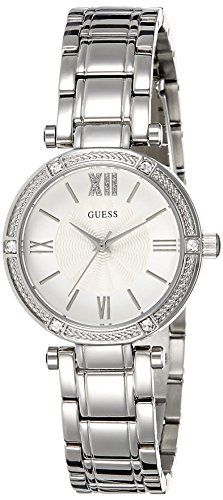 Guess Park Ave White Dial Silver Steel Strap Watch for Women - W0767L1