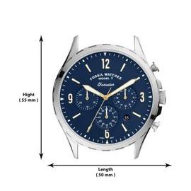 Fossil Forrester Chronograph Blue Dial Brown Leather Strap Watch for Men -  S5607