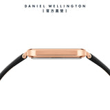 Daniel Wellington Quadro Black Dial Black Leather Strap Watch For Women  - DW00100449