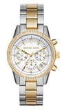 Michael Kors Ritz White Dial Two Tone Steel Strap Watch for Women - MK6474